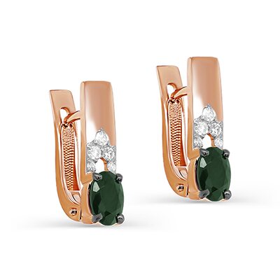 Серьги с изумрудами и бриллиантами из золота 585 пробы