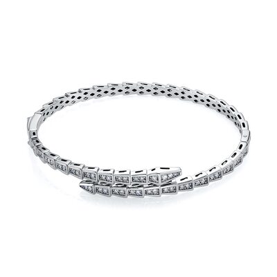 Браслет "Змея" с бриллиантами из белого золота 585 пробы