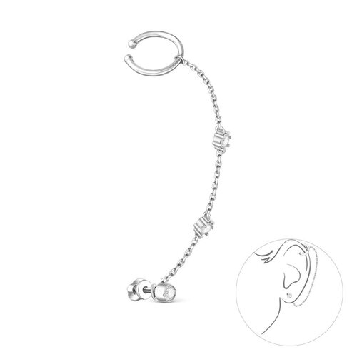 Серьга с фианитами из серебра 925 пробы