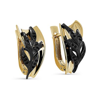 Серьги с бриллиантами из желтого золота 585 пробы