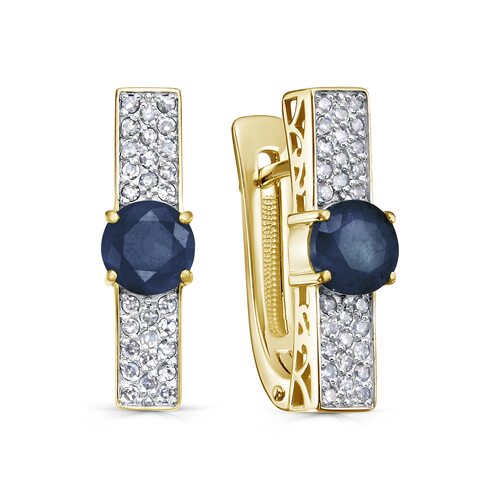Серьги с сапфирами и бриллиантами из золота 585 пробы