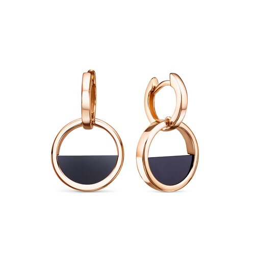 Серьги с ониксом из золота 585 пробы
