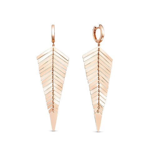 Серьги "Перья" из золота 585 пробы