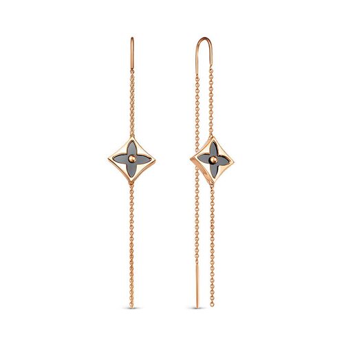 Серьги с ониксом из золота 585 пробы