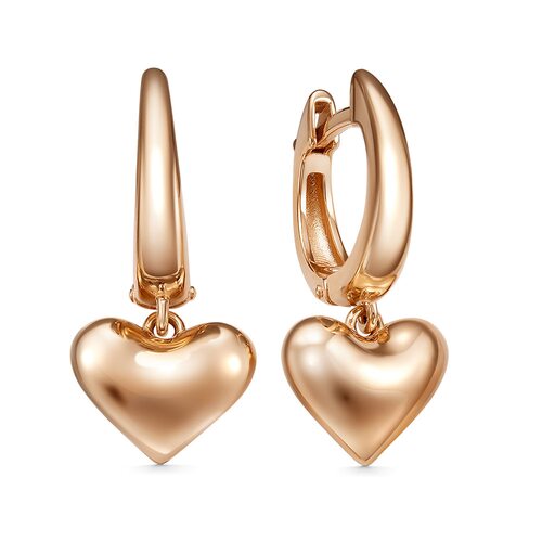 Серьги "Сердце" из золота 585 пробы
