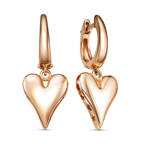 Серьги "Сердца" из золота 585 пробы