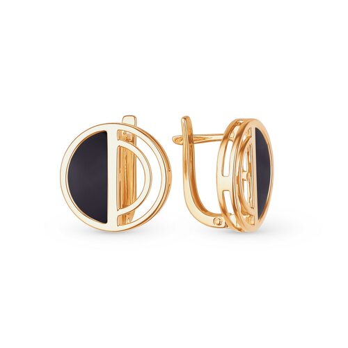 Серьги с ониксом из золота 585 пробы
