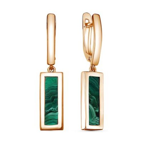 Серьги с малахитом из золота 585 пробы