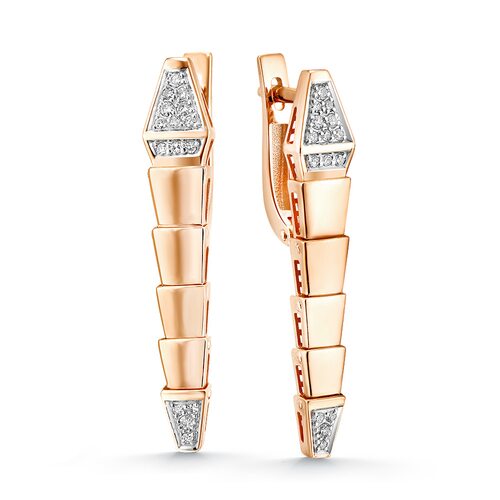Серьги "Змеи" с бриллиантами из золота 585 пробы