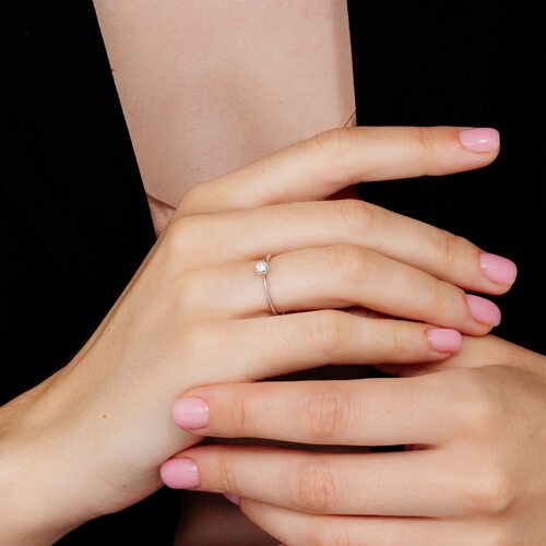 Кольцо с бриллиантом из белого золота 585 пробы