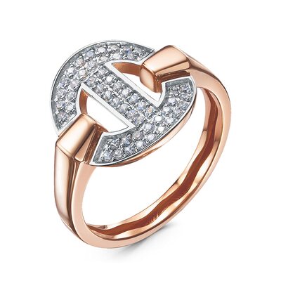 Кольцо с фианитами из золота 585 пробы