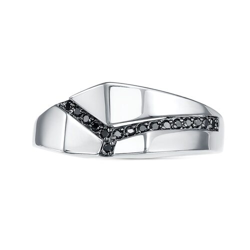 Кольцо с черными бриллиантами из белого золота 585 пробы