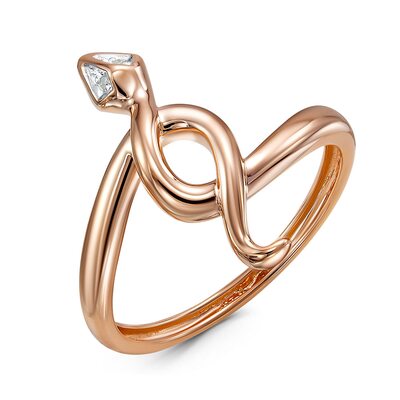 Кольцо "Змея" с бриллиантами из золота 585 пробы