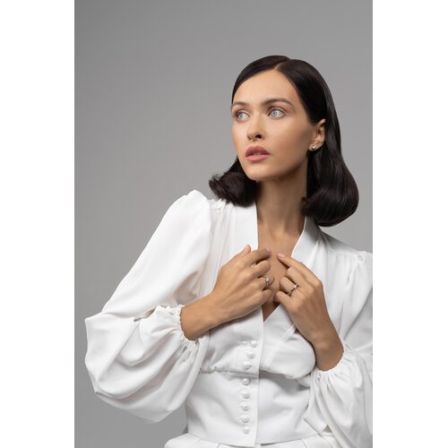 Кольцо с бриллиантом из белого золота 585 пробы