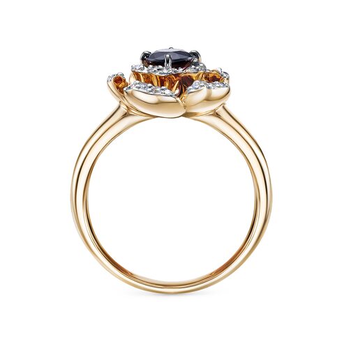 Кольцо "Роза" с сапфиром и бриллиантами из золота 585 пробы