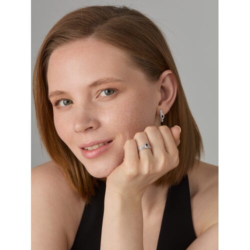 Кольцо с сапфиром и бриллиантами из белого золота 585 пробы арт. 14369-202