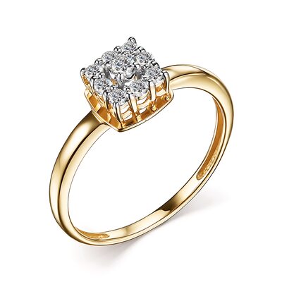 Кольцо с бриллиантами из желтого золота 585 пробы