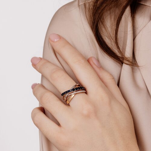 Кольцо с бриллиантами из золота 585 пробы арт. 14777-102