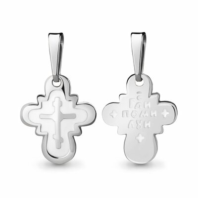 Крест православный с эмалью из серебра 925 пробы