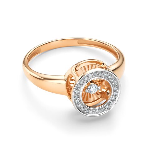 Кольцо с танцующим бриллиантом из золота 585 пробы