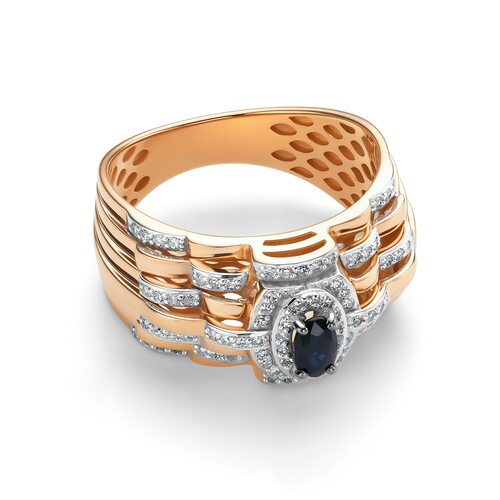 Кольцо с сапфиром и бриллиантами из золота 585 пробы