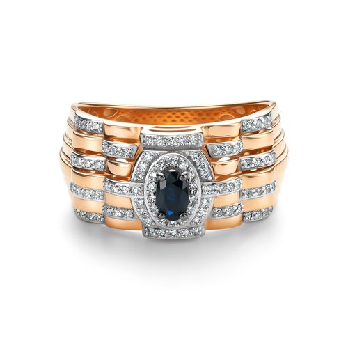 Кольцо с сапфиром и бриллиантами из золота 585 пробы