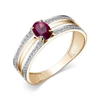 Кольцо с рубином и бриллиантами из золота 585 пробы