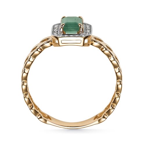 Кольцо с изумрудом и бриллиантами из золота 585 пробы