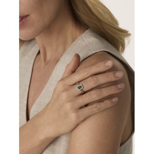 Кольцо с изумрудом и бриллиантами из золота 585 пробы