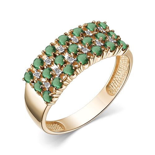 Кольцо с изумрудами и бриллиантами из золота 585 пробы