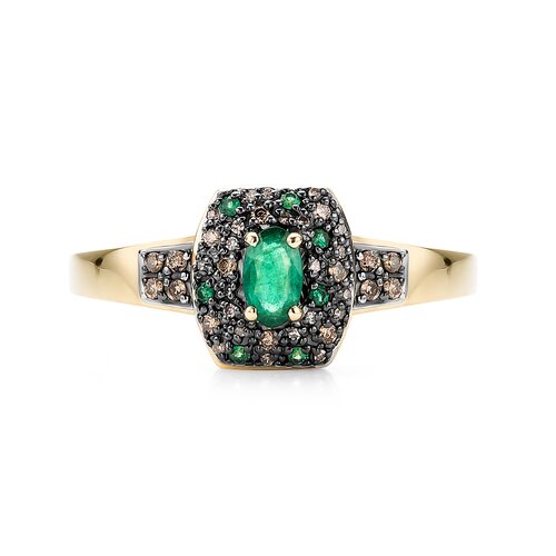 Кольцо с изумрудами и бриллиантами из золота 585 пробы