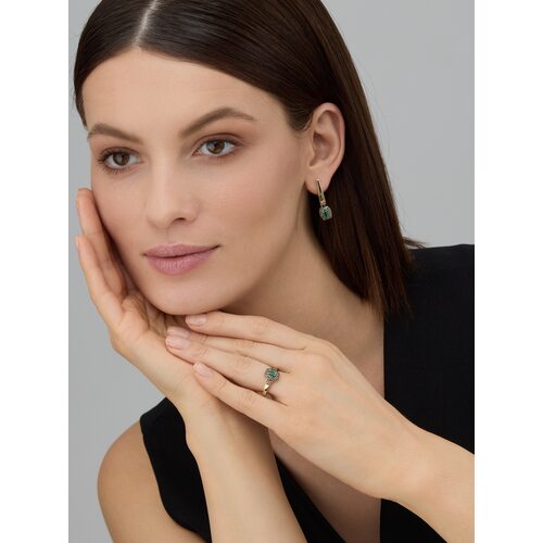 Кольцо с изумрудами и бриллиантами из золота 585 пробы