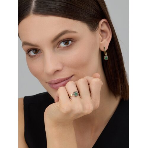 Кольцо с изумрудами и бриллиантами из золота 585 пробы