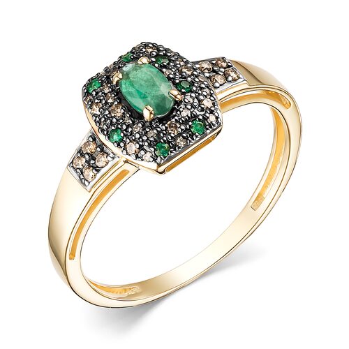 Кольцо с изумрудами и бриллиантами из золота 585 пробы