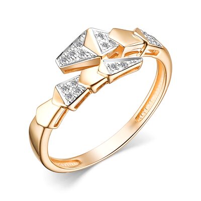 Кольцо "Змея" с бриллиантами из золота 585 пробы