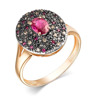 Кольцо с рубином и бриллиантами из золота 585 пробы