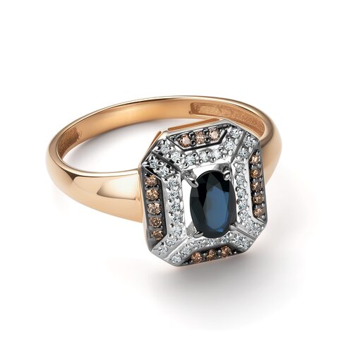 Кольцо с сапфиром и бриллиантами из золота 585 пробы