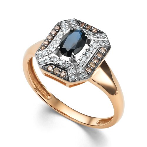 Кольцо с сапфиром и бриллиантами из золота 585 пробы