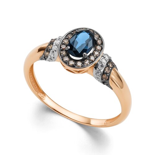 Кольцо с сапфирами и бриллиантами из золота 585 пробы