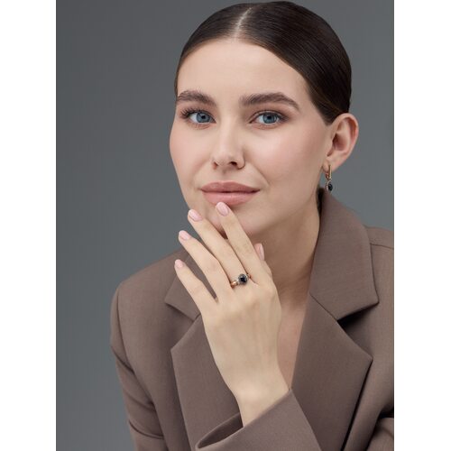 Кольцо с сапфирами и бриллиантами из золота 585 пробы