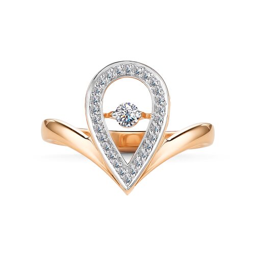 Кольцо с танцующим бриллиантом из золота 585 пробы арт. 15864-100