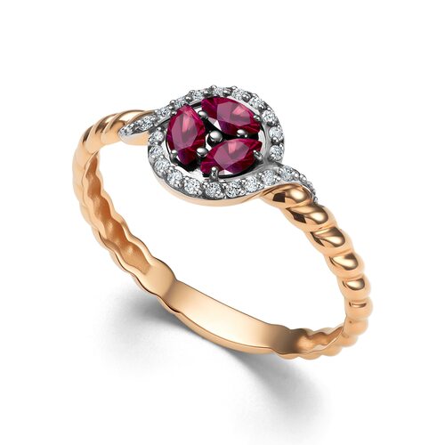 Кольцо с рубинами и бриллиантами из золота 585 пробы