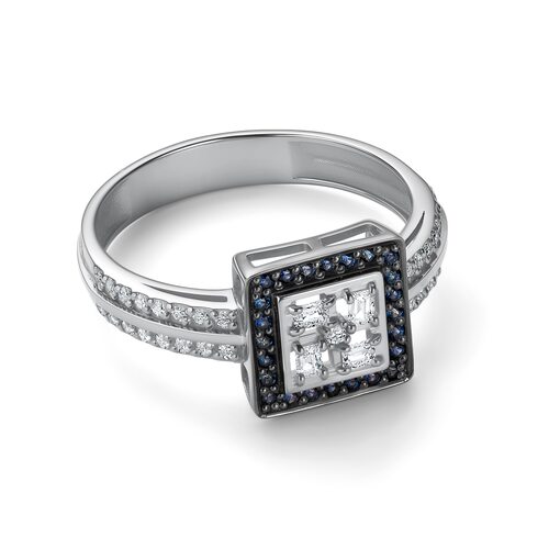 Кольцо с бриллиантами и сапфирами из белого золота 585 пробы арт. 16002-202