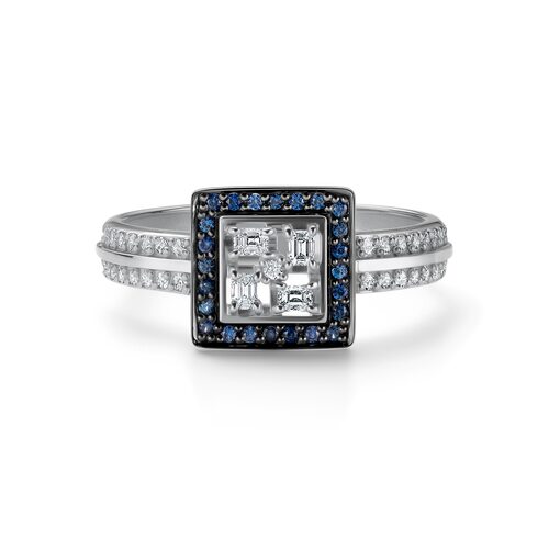 Кольцо с бриллиантами и сапфирами из белого золота 585 пробы арт. 16002-202