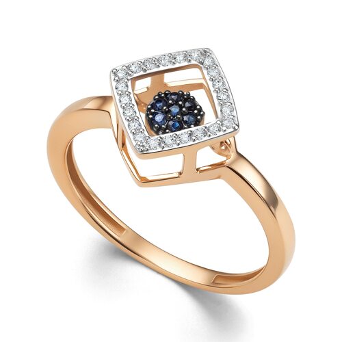 Кольцо с сапфирами и бриллиантами из золота 585 пробы