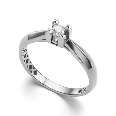 Кольцо с бриллиантом из белого золота 585 пробы