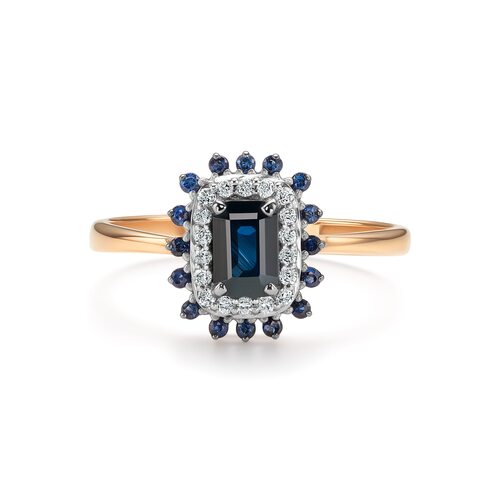 Кольцо с сапфирами и бриллиантами из золота 585 пробы