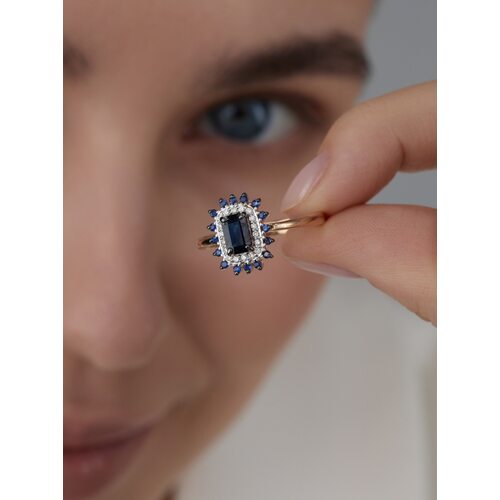 Кольцо с сапфирами и бриллиантами из золота 585 пробы