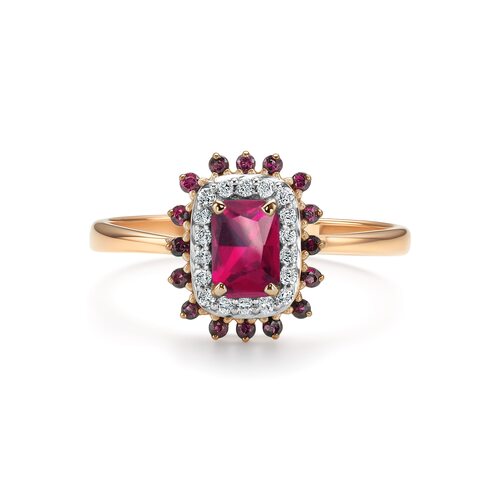 Кольцо с рубином и бриллиантами из золота 585 пробы