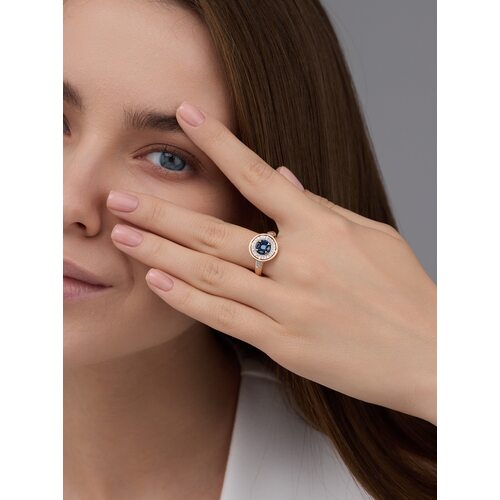 Кольцо с сапфирами и бриллиантами из золота 585 пробы